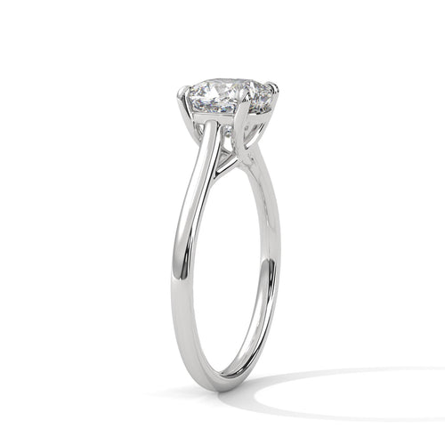 Classic 4-prong cathedral mount for cushion cut lab diamond