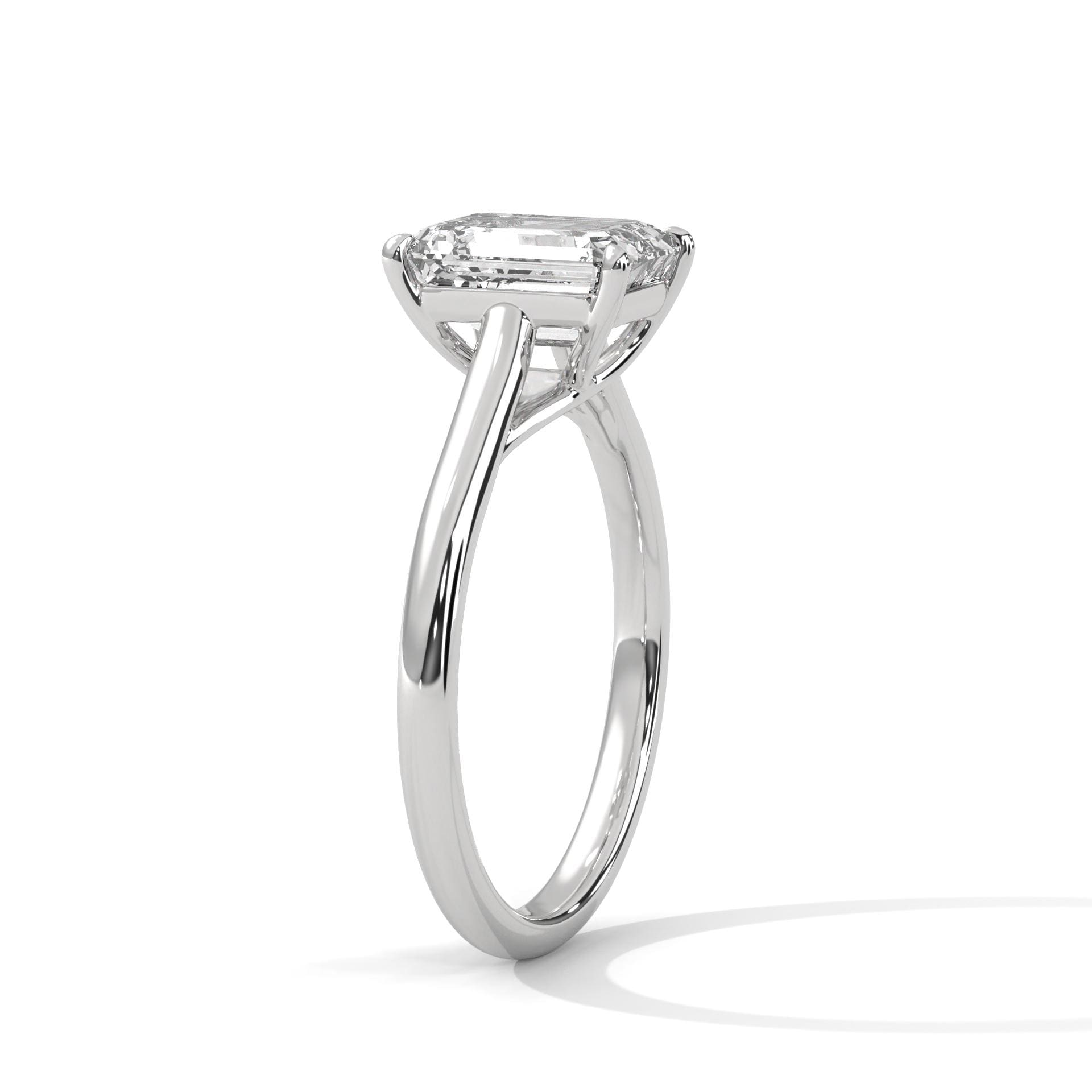 Emerald Cut Lab Grown Diamond Cathedral Solitaire Ring | F VS2 | 14K 18K Gold