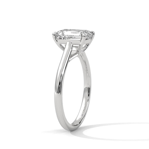 Emerald Cut Lab Grown Diamond Cathedral Solitaire Ring | F VS2 | 14K 18K Gold