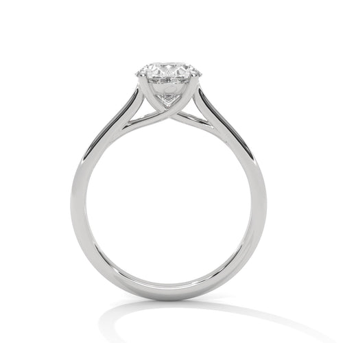 Side view of 4-prong cathedral setting for oval diamond ring
