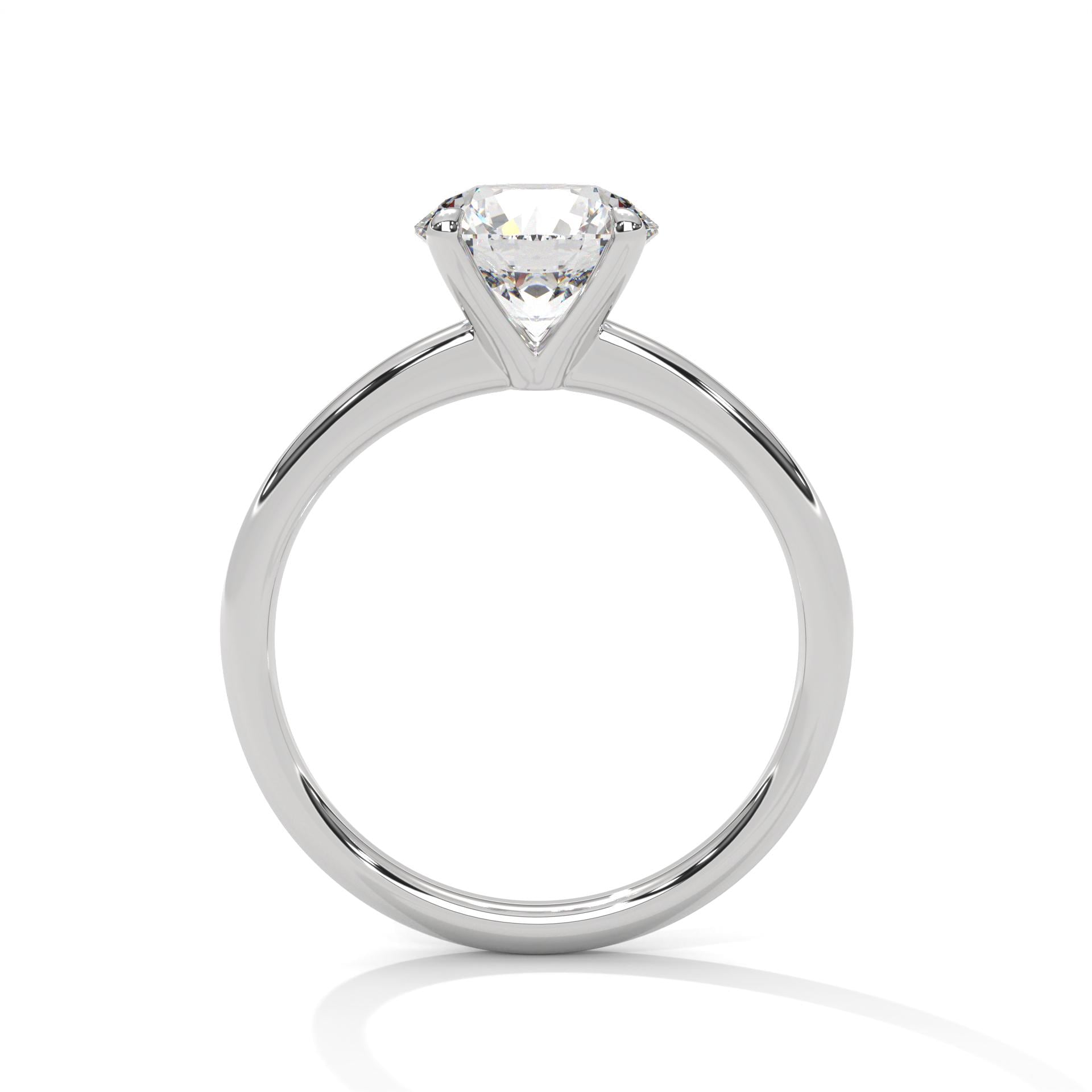 Side view of 4-prong cathedral setting for round diamond ring