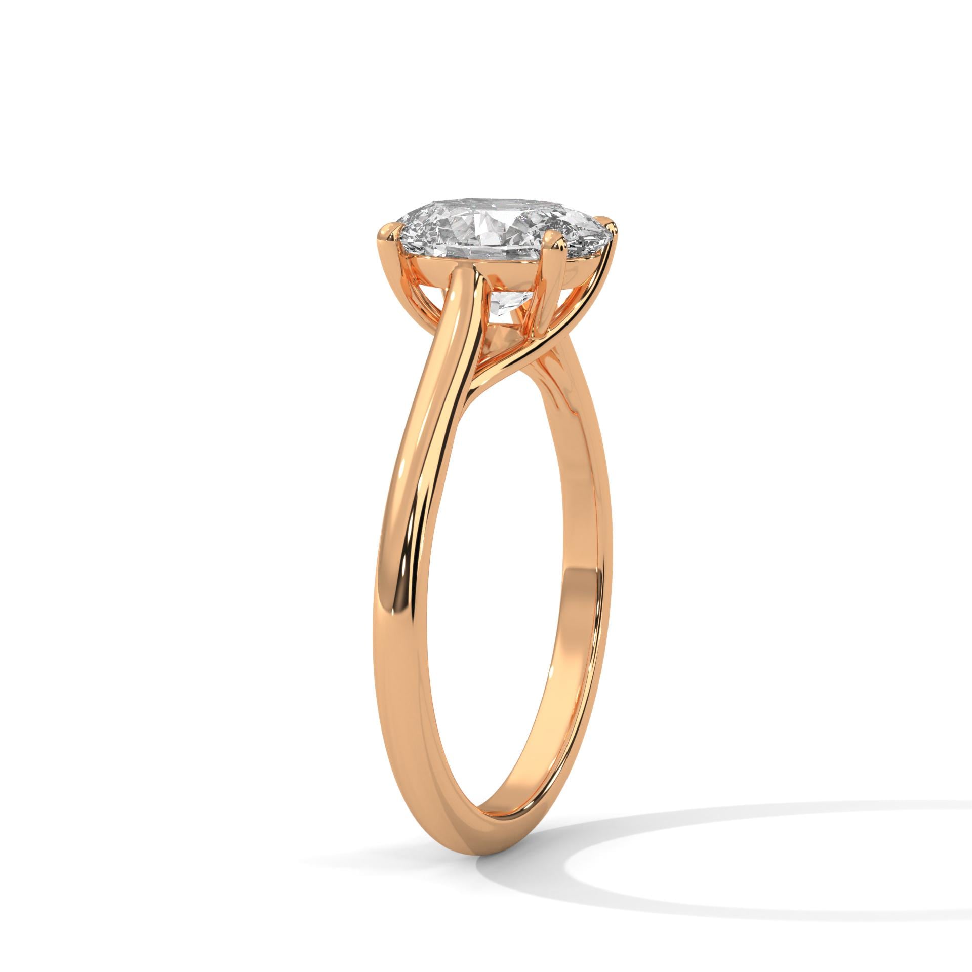 Oval cut lab grown diamond solitaire in solid 18K yellow gold