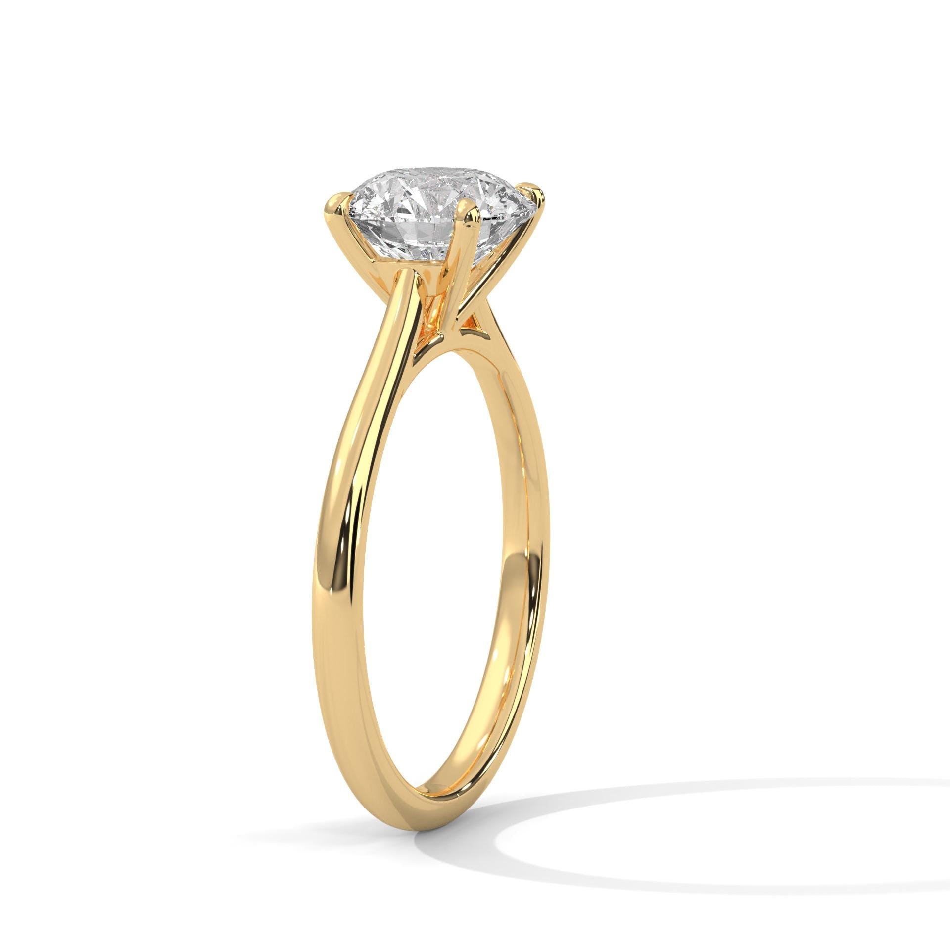 Elevated white gold cathedral mount for round lab diamond solitaire