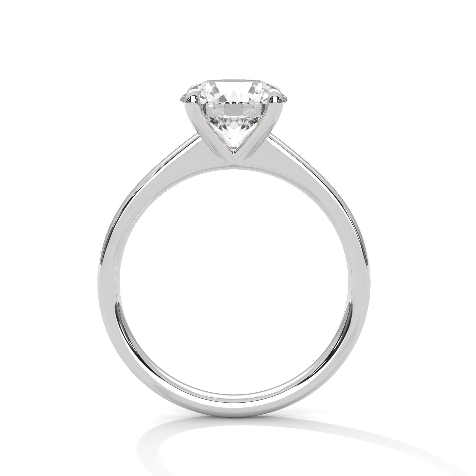 Stand view of White Gold 4-prong high cathedral setting for round diamond ring