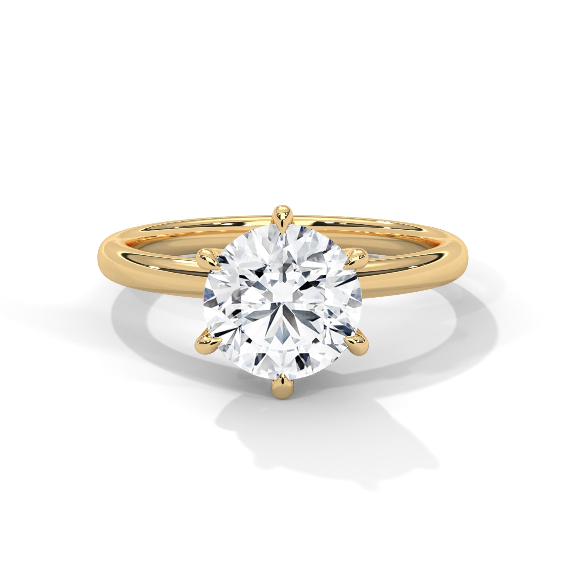 Round Brilliant Six-Prong Crown Solitaire Lab Grown Diamond Ring | 14K 18K Gold