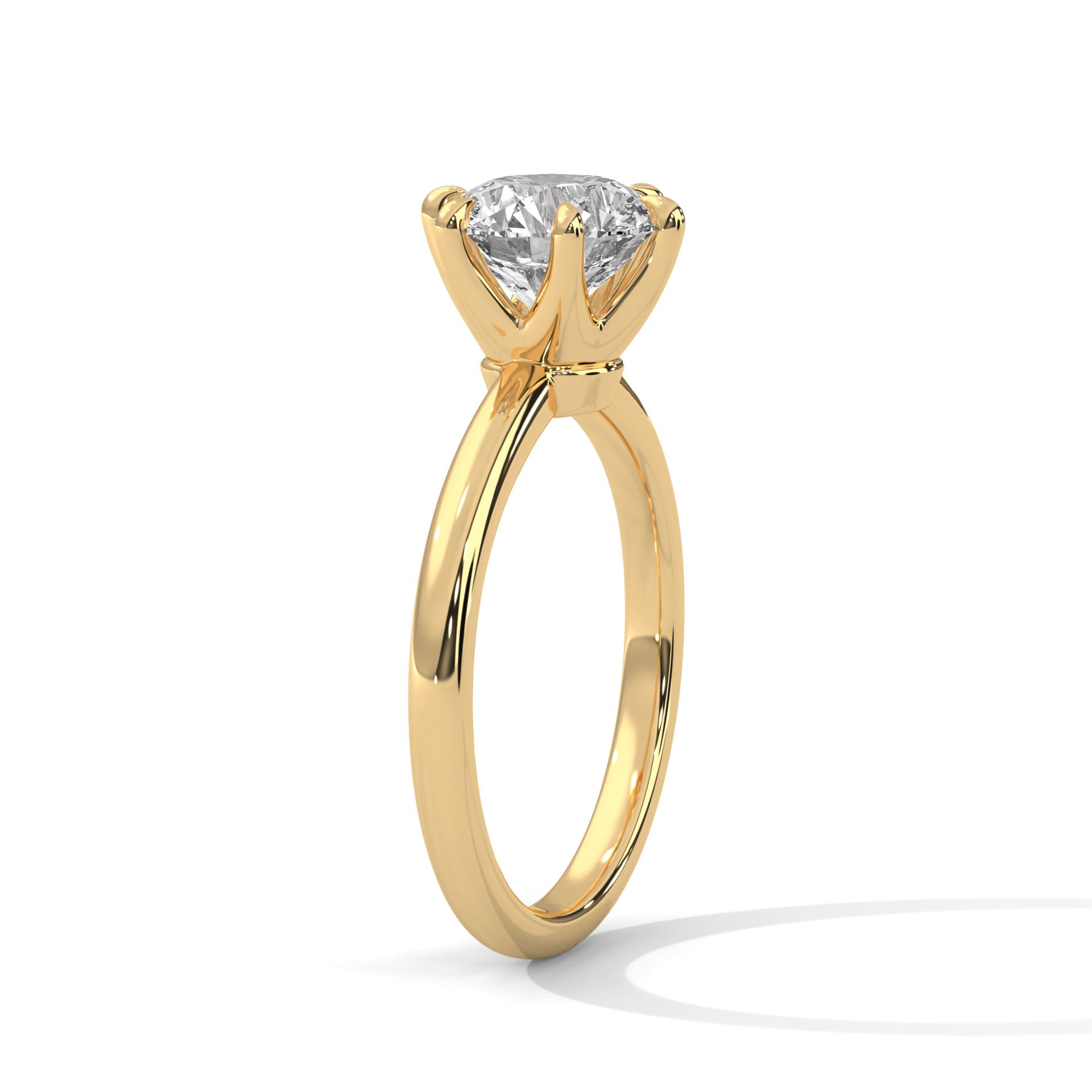 Round Brilliant Six-Prong Crown Solitaire Lab Grown Diamond Ring | 14K 18K Gold