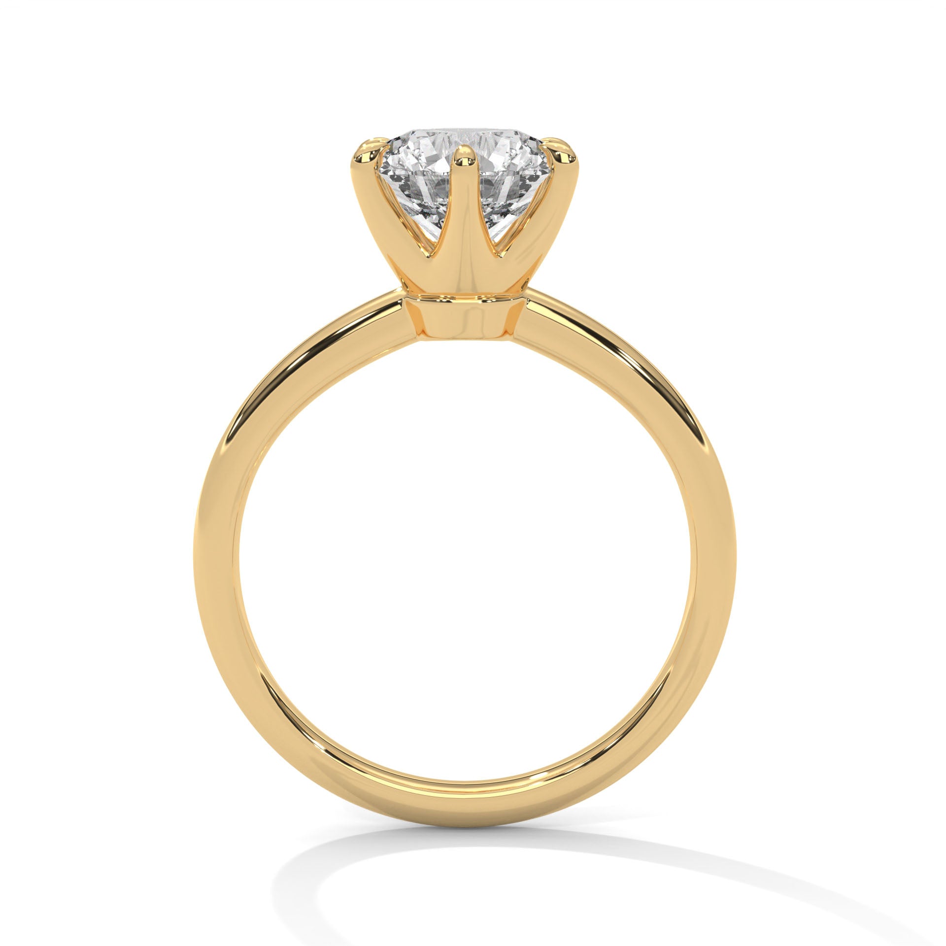 Round Brilliant Six-Prong Crown Solitaire Lab Grown Diamond Ring | 14K 18K Gold