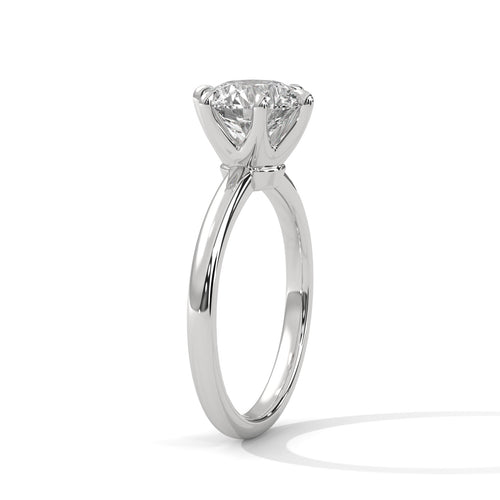 Round Brilliant Six-Prong Crown Solitaire Lab Grown Diamond Ring | 14K 18K Gold