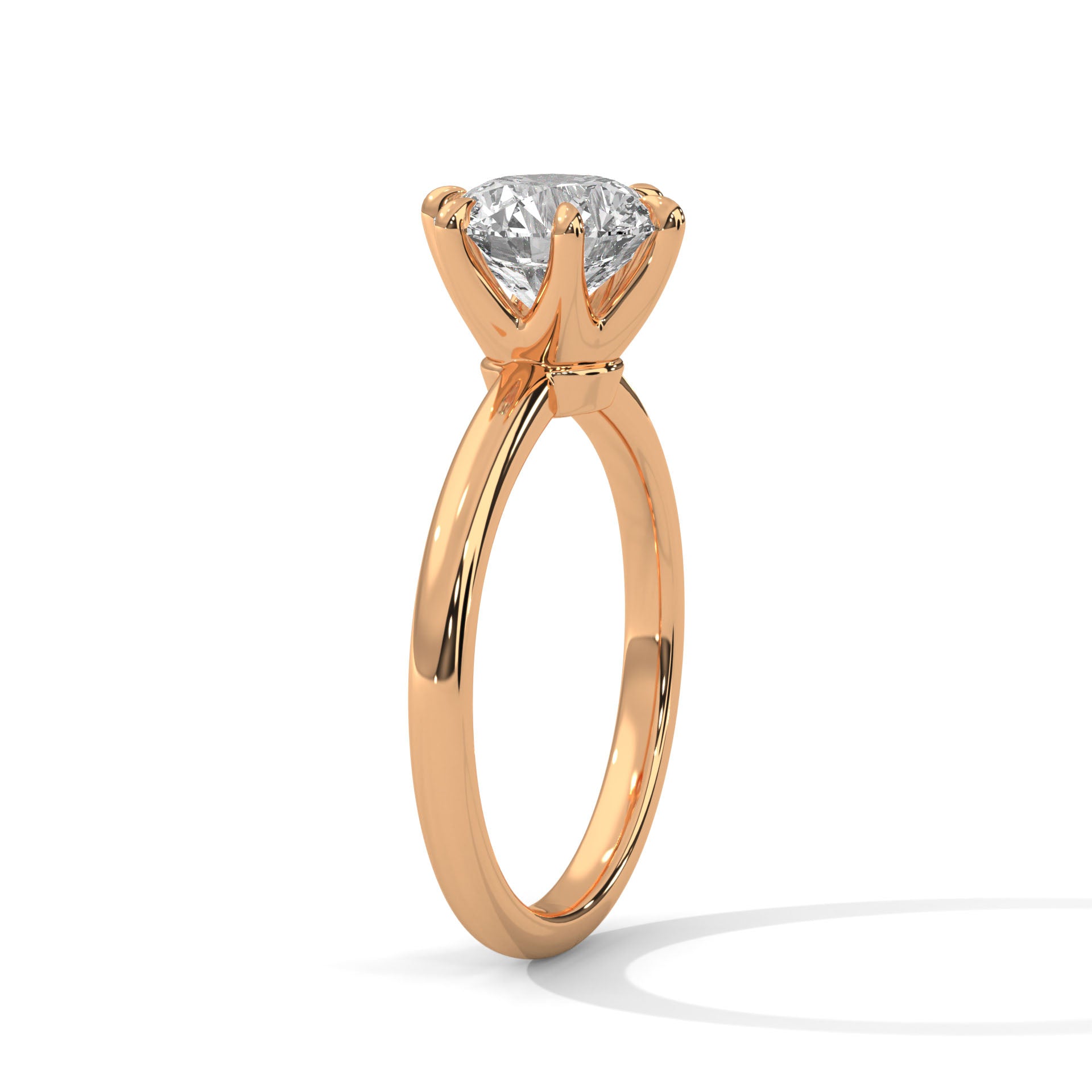 Round Brilliant Six-Prong Crown Solitaire Lab Grown Diamond Ring | 14K 18K Gold