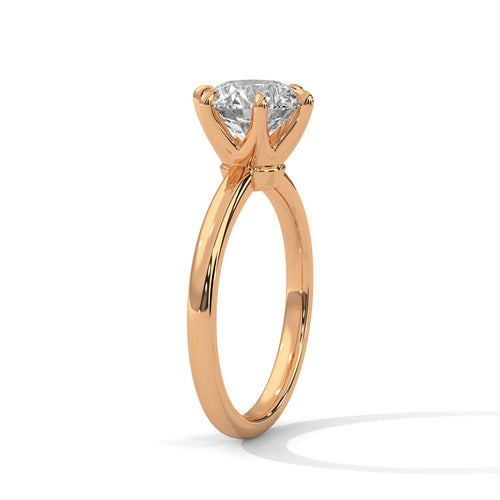 Round Brilliant Six-Prong Crown Solitaire Lab Grown Diamond Ring | 14K 18K Gold