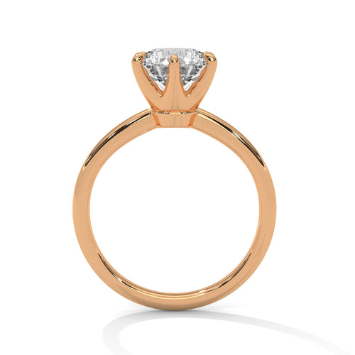 Round Brilliant Six-Prong Crown Solitaire Lab Grown Diamond Ring | 14K 18K Gold
