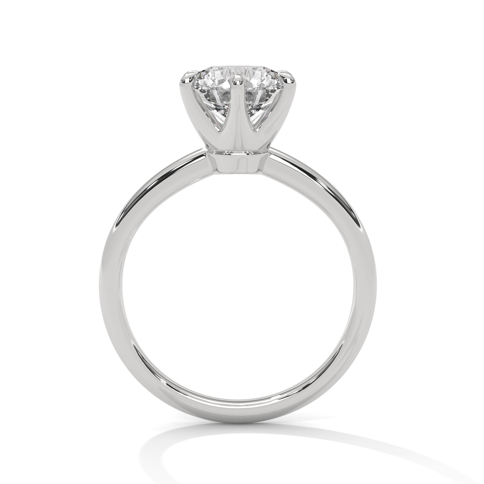 Round Brilliant Six-Prong Crown Solitaire Lab Grown Diamond Ring | 14K 18K Gold