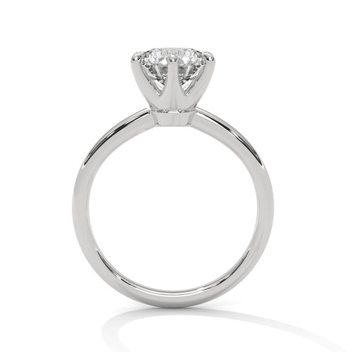 Round Brilliant Six-Prong Crown Solitaire Lab Grown Diamond Ring | 14K 18K Gold