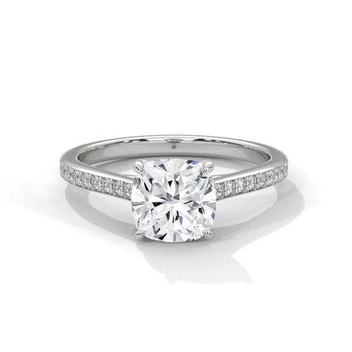 Elevated white gold cathedral arches for cushion brilliant diamond