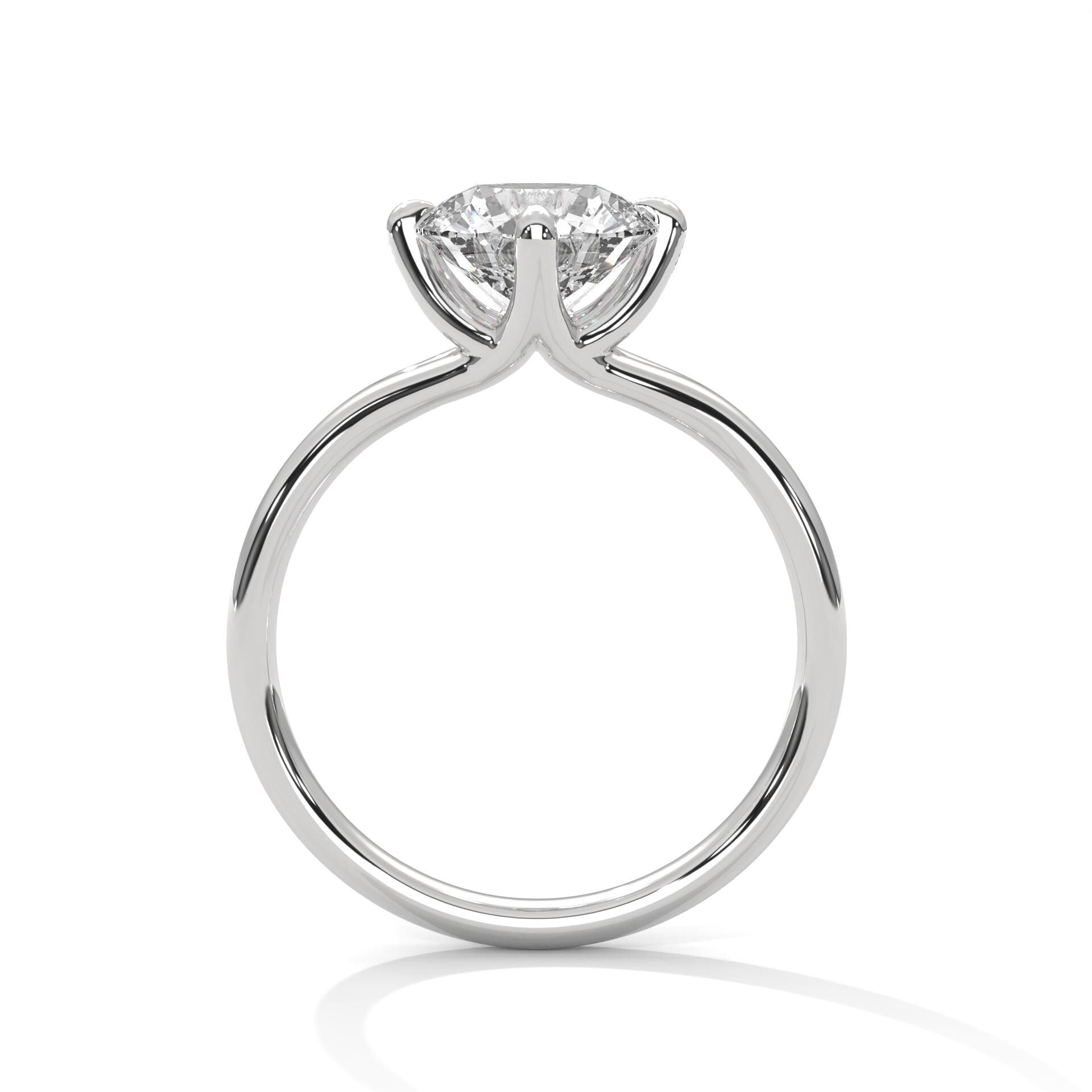 Side view of 4-prong solitaire setting for round diamond ring