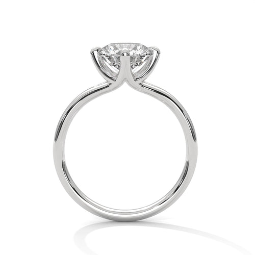 Side view of 4-prong solitaire setting for round diamond ring