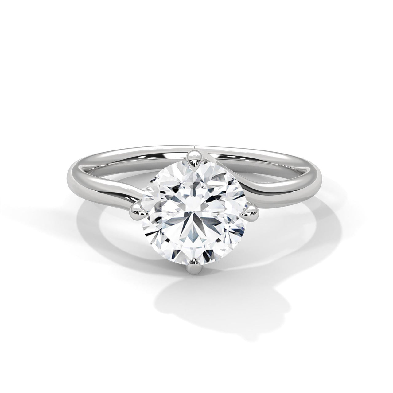 Round Brilliant Twisted Bypass Solitaire Lab Grown Diamond Ring | 14K 18K Gold