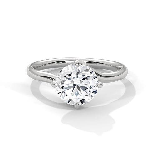 Round Brilliant Twisted Bypass Solitaire Lab Grown Diamond Ring | 14K 18K Gold