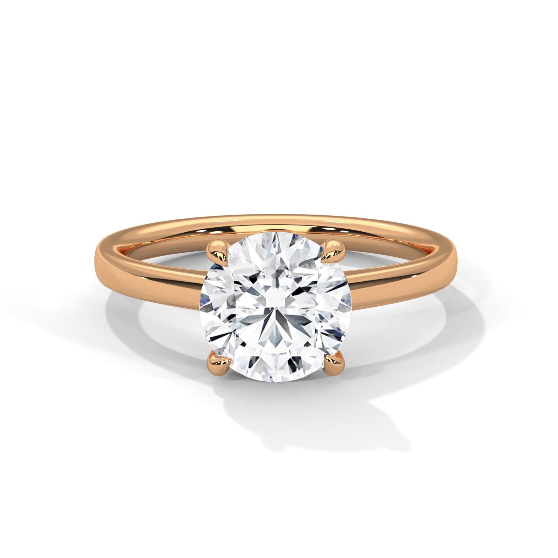 Round Lab Grown Diamond Classic Cathedral Solitaire Ring | 4-Prong | 14K 18K
