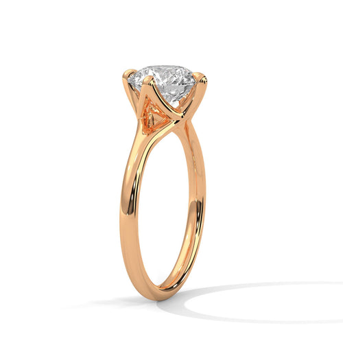 Round Lab Grown Diamond 4-Prong Solitaire Ring | F VS2 | 14K 18K Gold | 1-3ct
