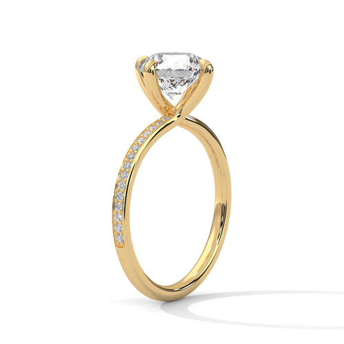 levated yellow gold 4-prong mount for round brilliant lab diamond