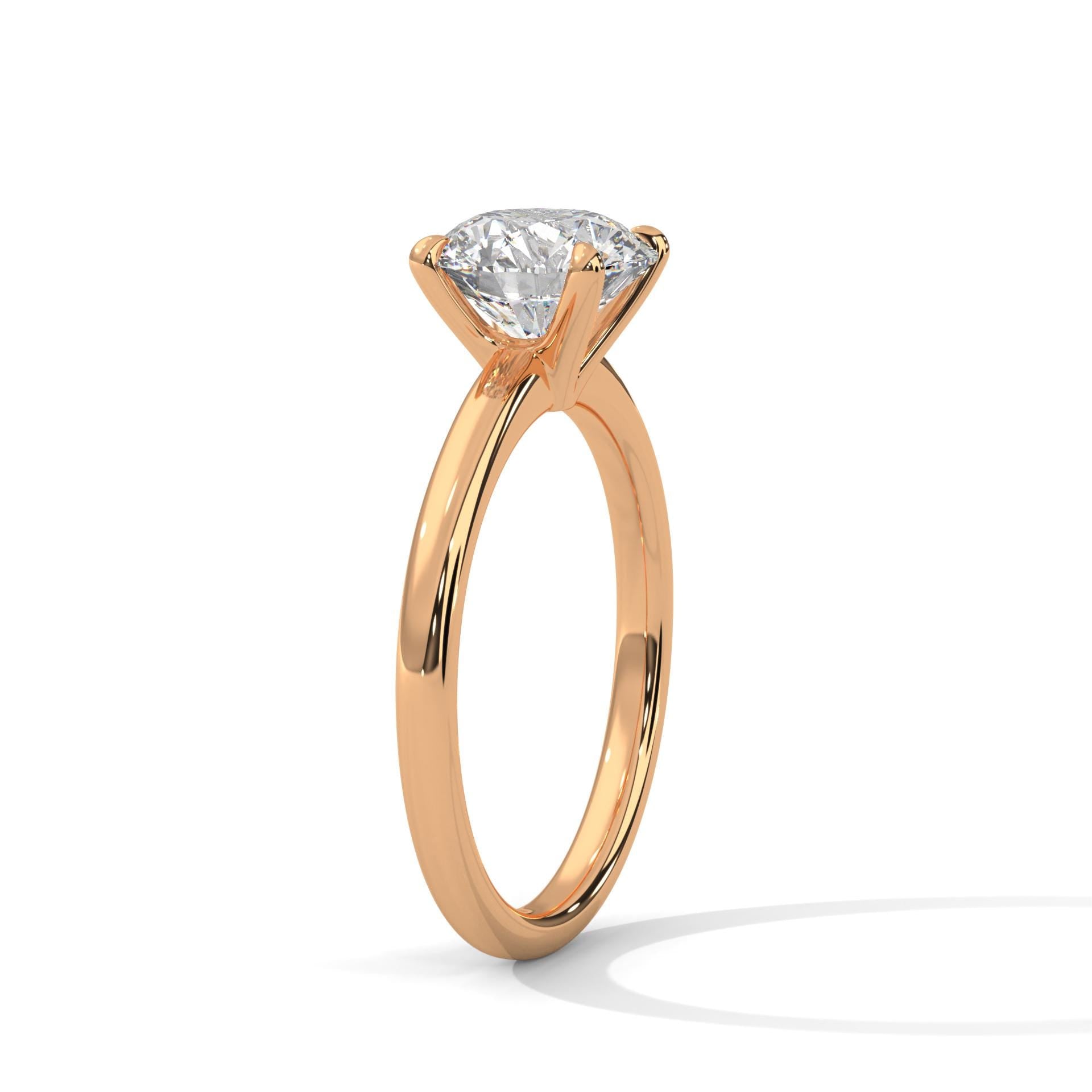 Round Cathedral Solitaire Lab Grown Diamond Ring | Daily Wear | 4-Prong | 14K 18K