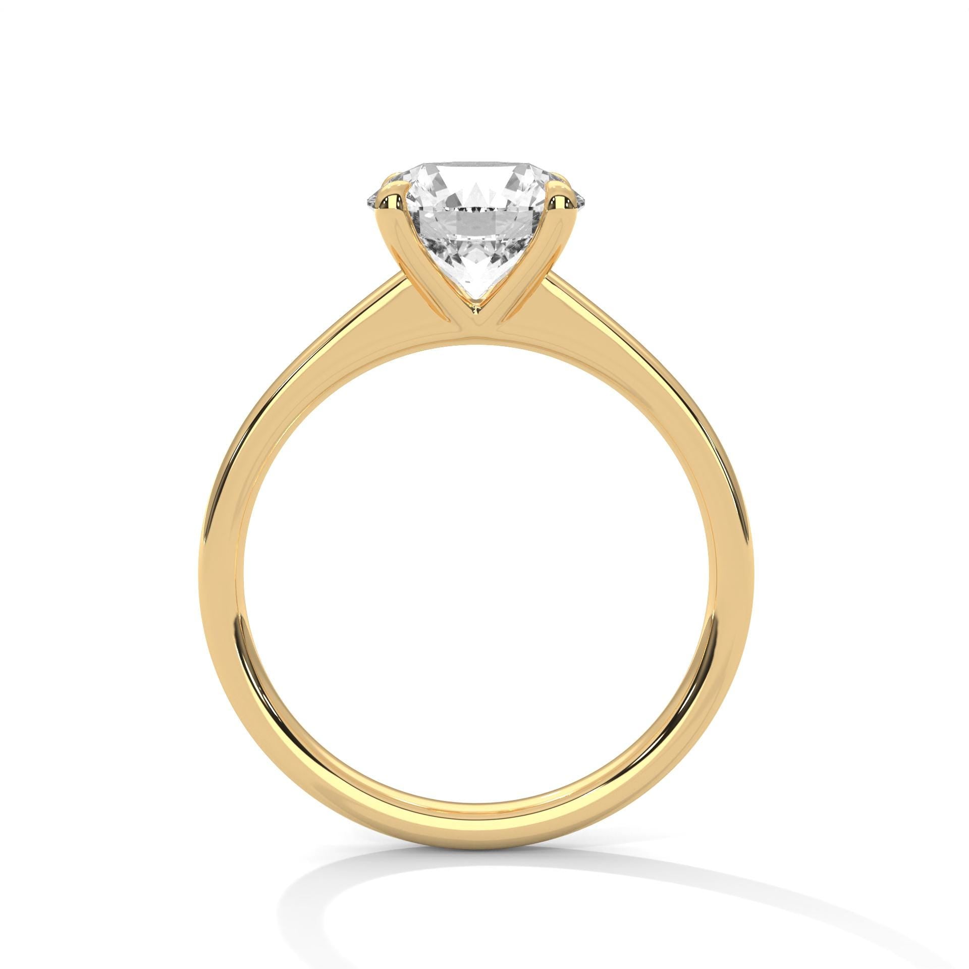 Round Lab Grown Diamond Classic Cathedral Solitaire Ring | 4-Prong | 14K 18K