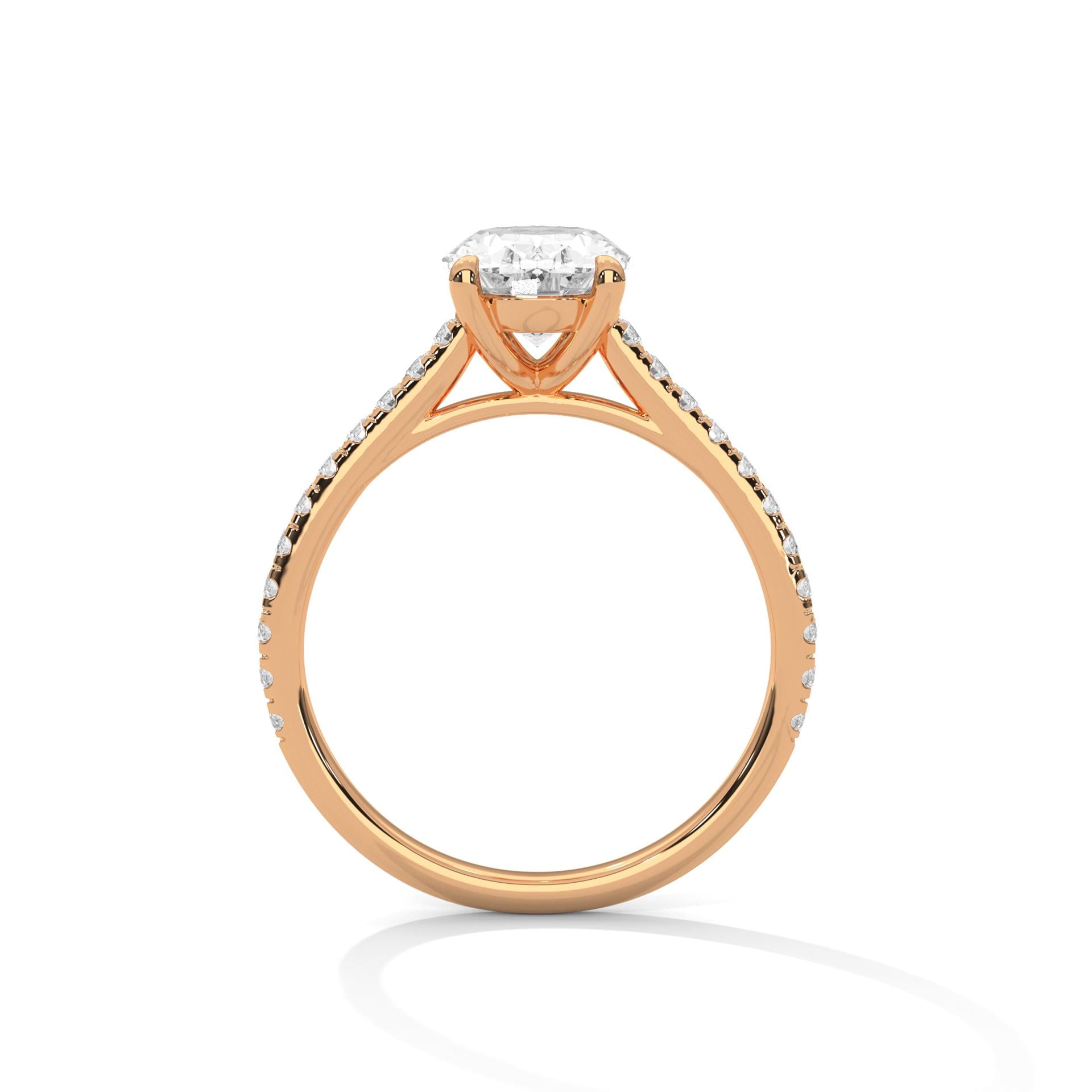 Oval Lab Grown Diamond Pavé Band Engagement Ring | IGI Certified | 1ct 2ct 3ct