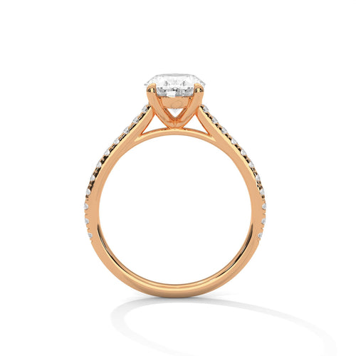 Oval Lab Grown Diamond Pavé Band Engagement Ring | IGI Certified | 1ct 2ct 3ct