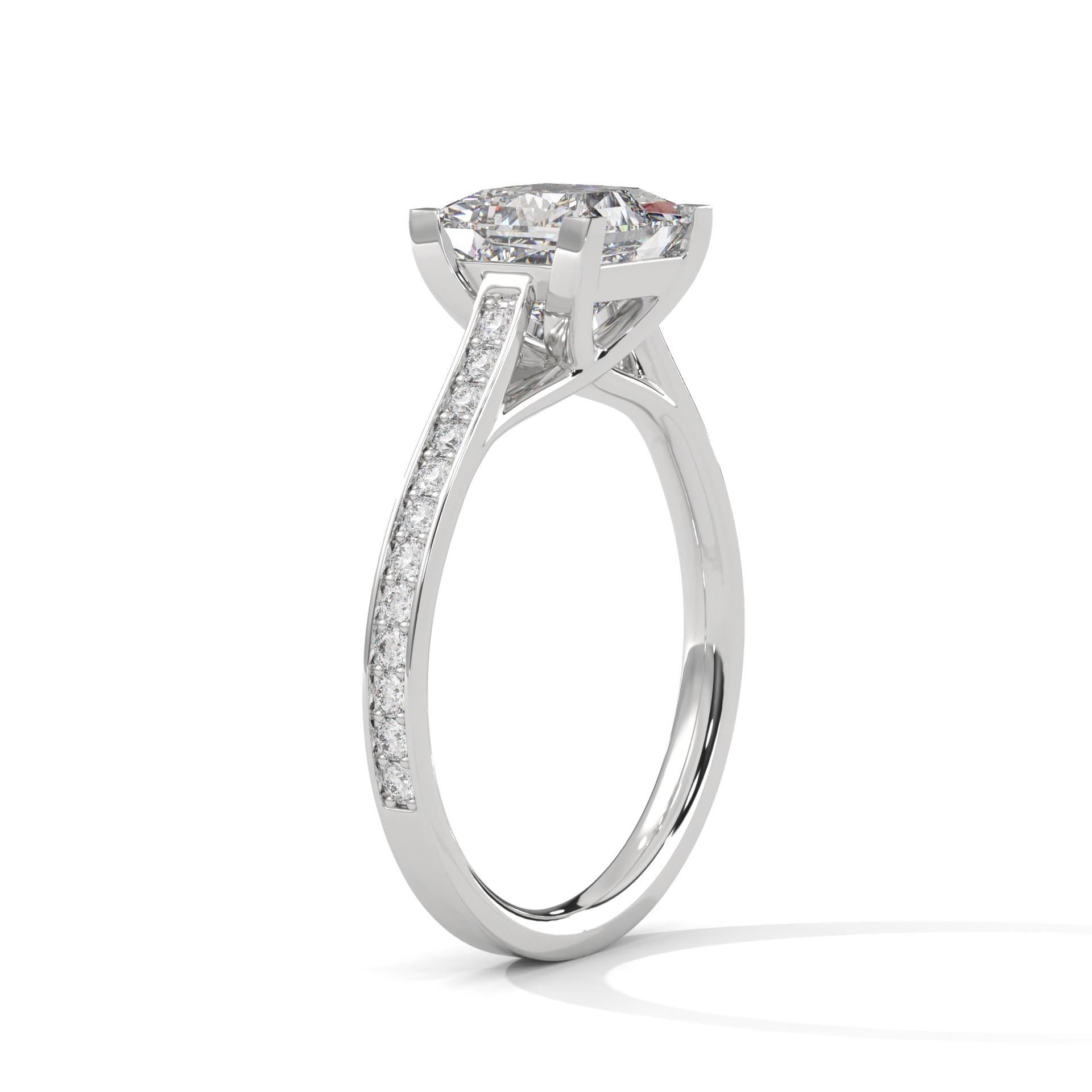 Princess Cut Lab Grown Diamond Pavé Cathedral Ring