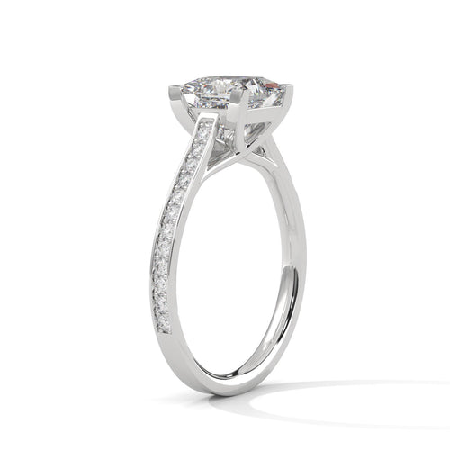 Princess Cut Lab Grown Diamond Pavé Cathedral Ring