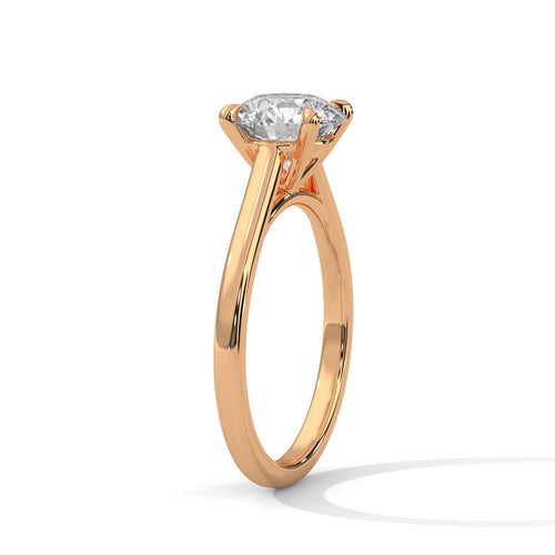 Round Cathedral Solitaire Lab Grown Diamond Ring | F VS2 | 14K 18K Gold | 1-3ct