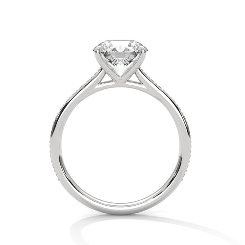 Round Pavé Cathedral Lab Grown Diamond Engagement Ring | F VS2 | 14K 18K Gold