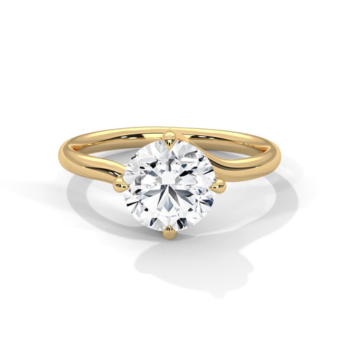 Round Lab Grown Diamond Twisted Solitaire Engagement Ring in Gold