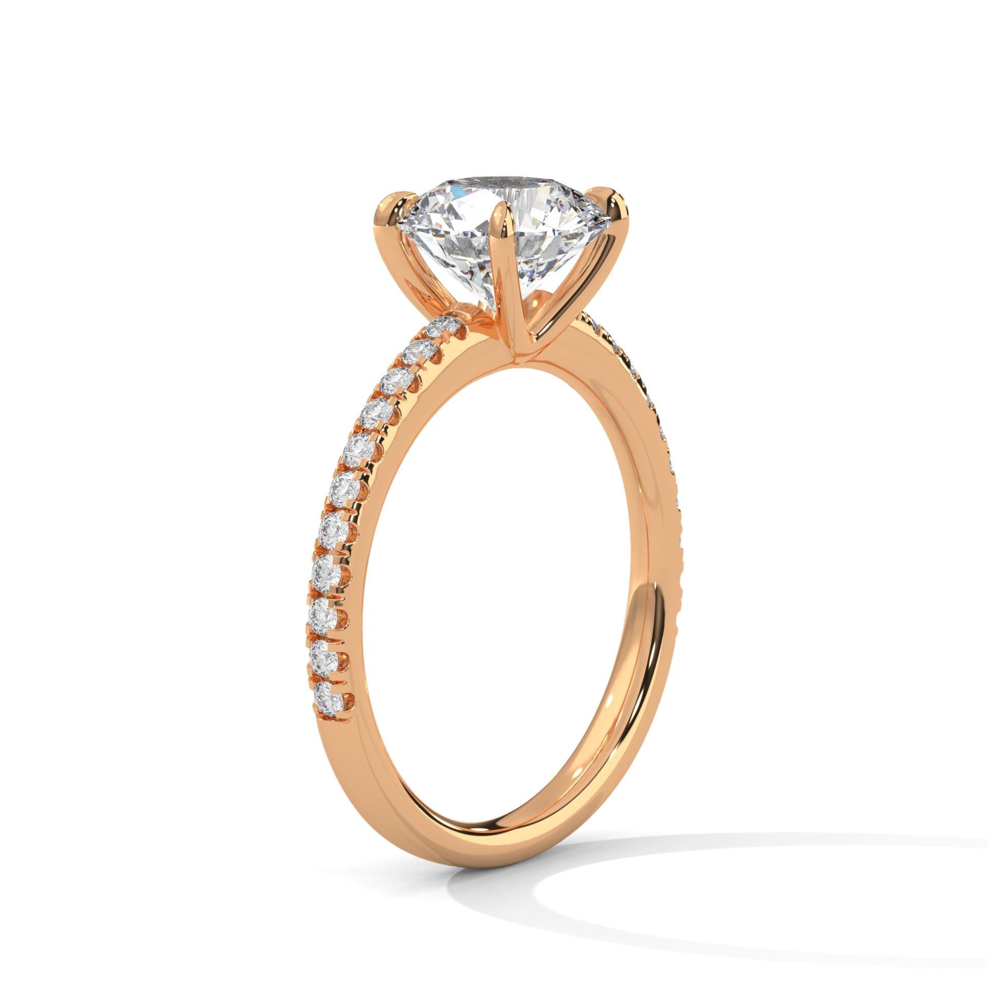 Elevated rose gold cathedral arches for round brilliant lab created diamond