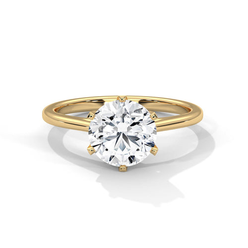 1 to 3 carat round lab diamond pave ring in 14K yellow gold