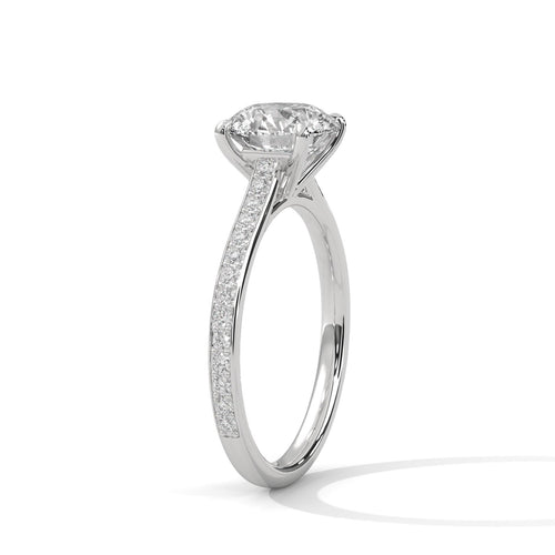 Round Pavé Cathedral Lab Grown Diamond Engagement Ring | F VS2 | 14K 18K Gold