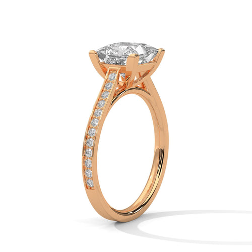 Princess Cut Lab Grown Diamond Pavé Cathedral Ring