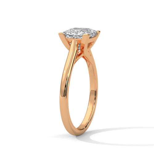 Elevated rose gold cathedral mount for princess lab diamond solitaire