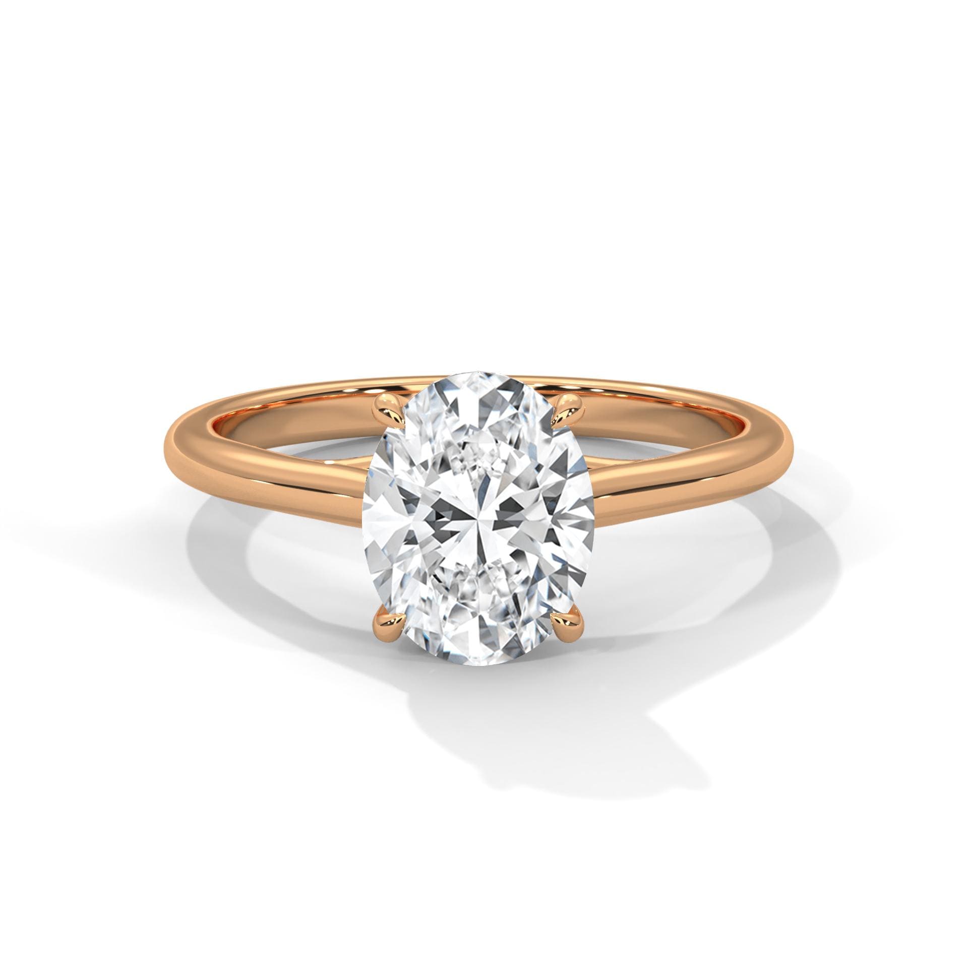 1 to 3 carat oval brilliant lab diamond ring in 14K rose gold