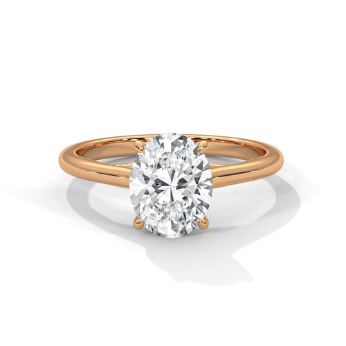 1 to 3 carat oval brilliant lab diamond ring in 14K rose gold