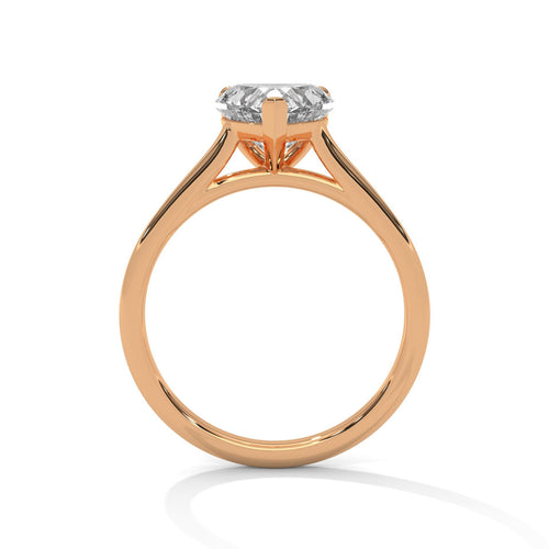Rose gold heart diamond bridal ring with high-polish finish