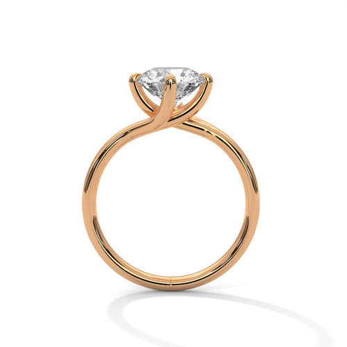 Round Brilliant Twisted Bypass Solitaire Lab Grown Diamond Ring | 14K 18K Gold