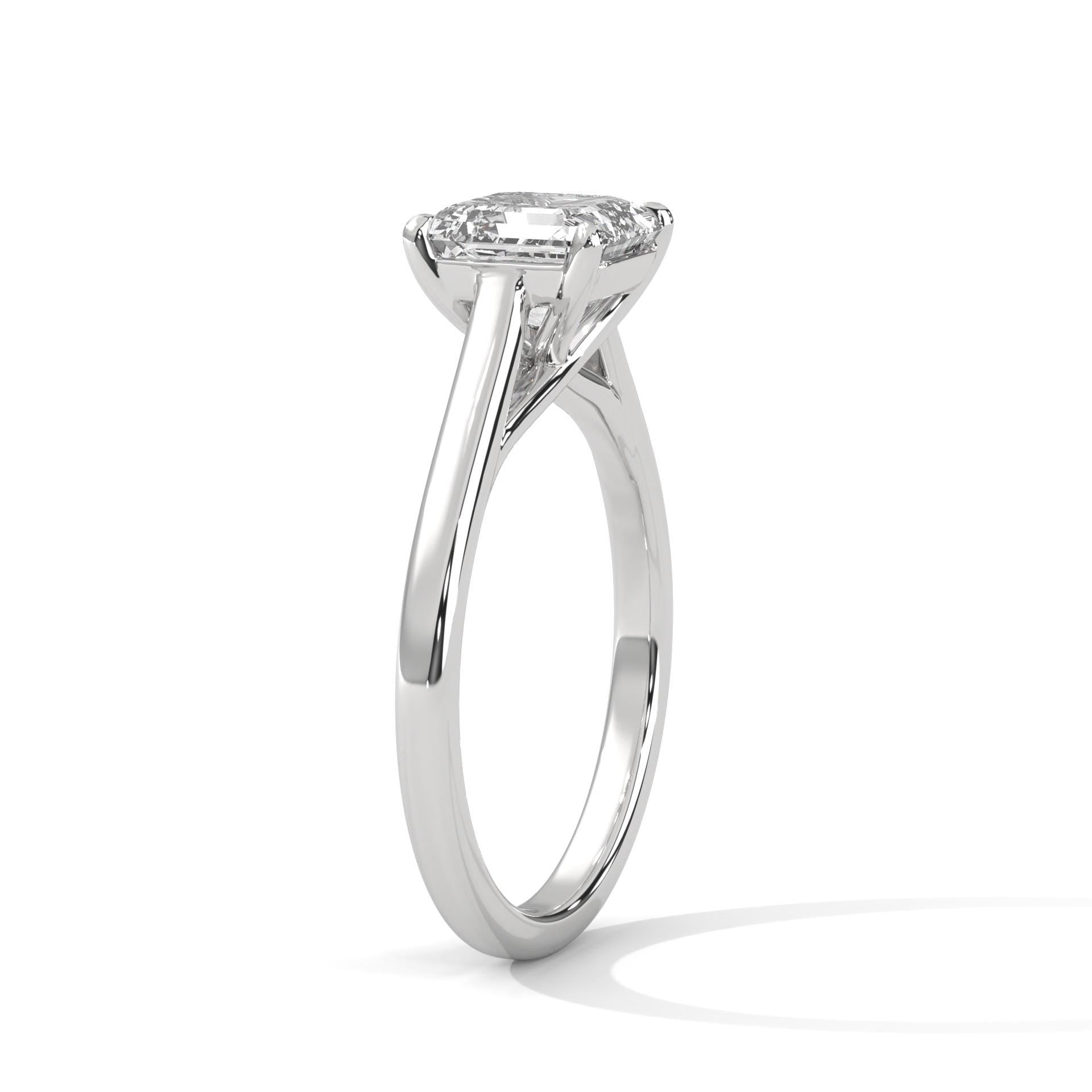 Architectural white gold cathedral mount for Asscher shape diamond