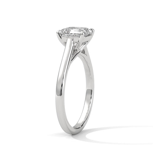 Architectural white gold cathedral mount for Asscher shape diamond