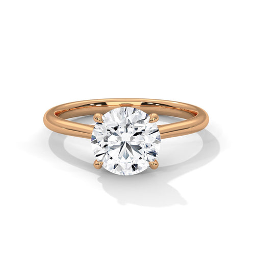 1 to 3 carat round lab diamond ring in 14K yellow gold