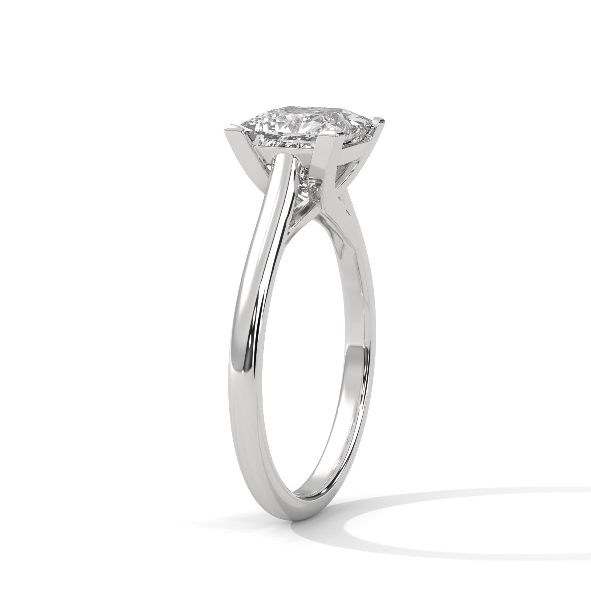 Princess Cut Lab Grown Diamond Cathedral Solitaire Ring | E VS1 | 14K 18K Gold