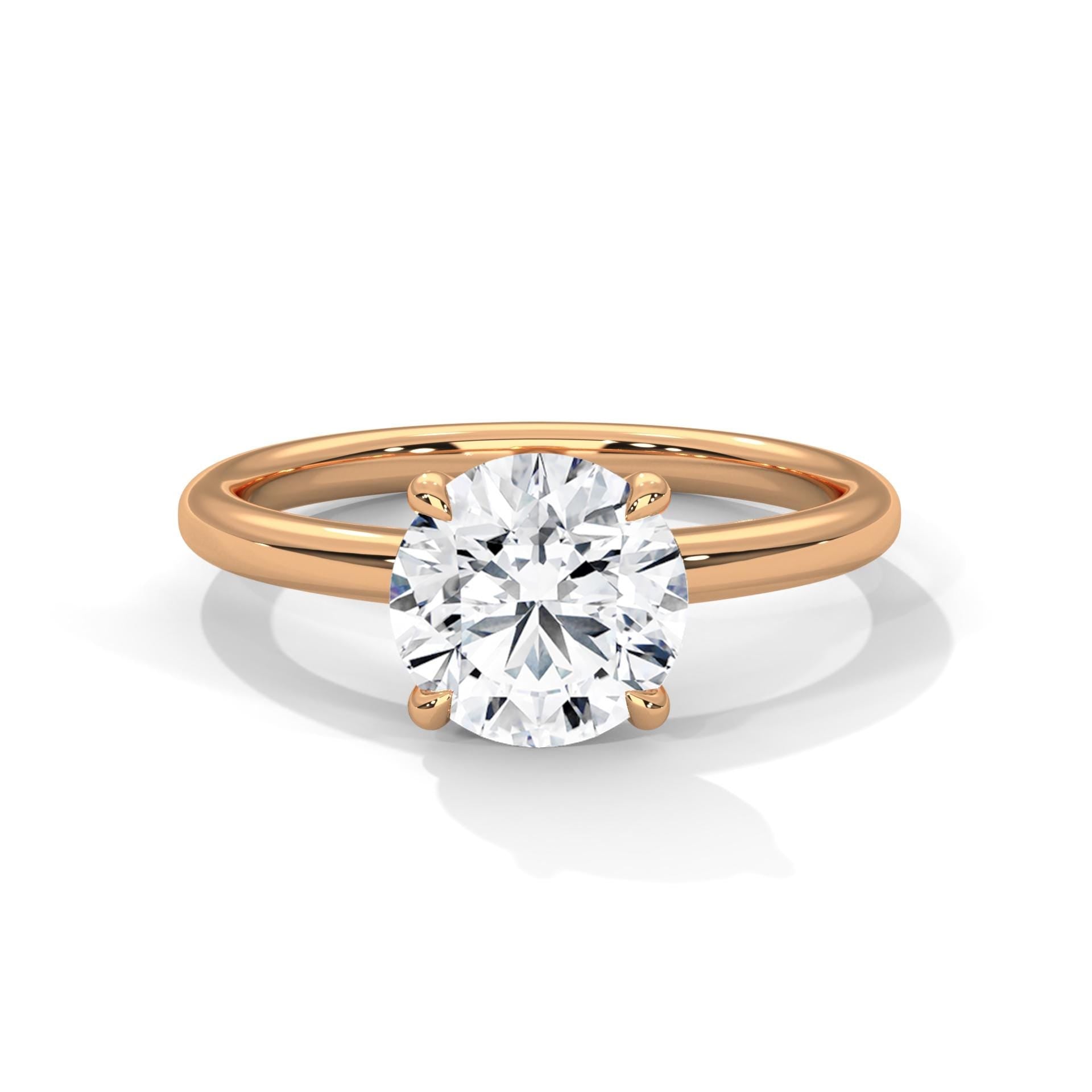 round brilliant lab grown diamond solitaire in solid 18K rose gold