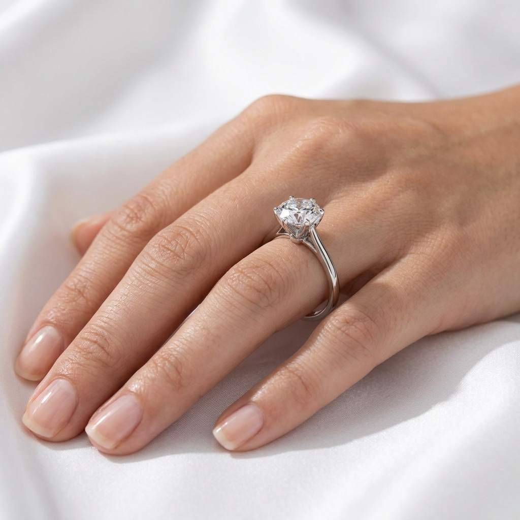 Round Cathedral Solitaire Lab Grown Diamond Ring | E VS1 | 14K 18K Gold | 1-3ct