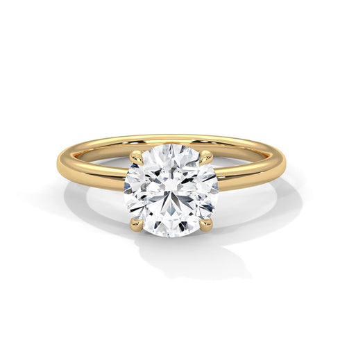 1 to 3 carat round lab diamond ring in 14K yellow gold